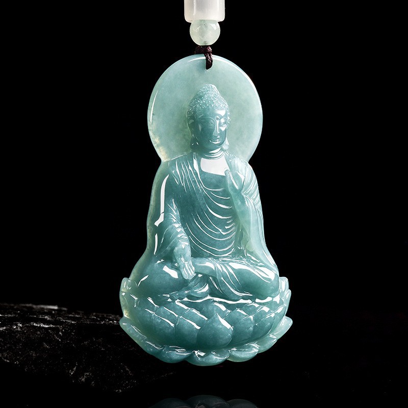 Women'S Fashion - Collana con Pendente Buddha in Giadeite