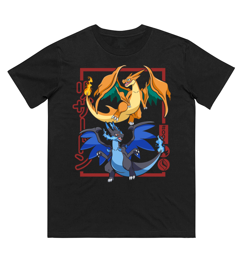 Women Fashion Evolution - T-shirt stampata Pokémon Charizard Evolution per