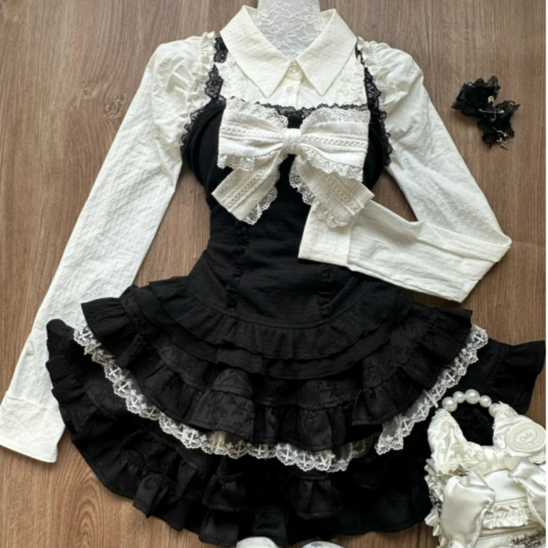 Women'S Y2K Fashion Aesthetic - Y2k Estetica Lolita Stile 3 Pezzi