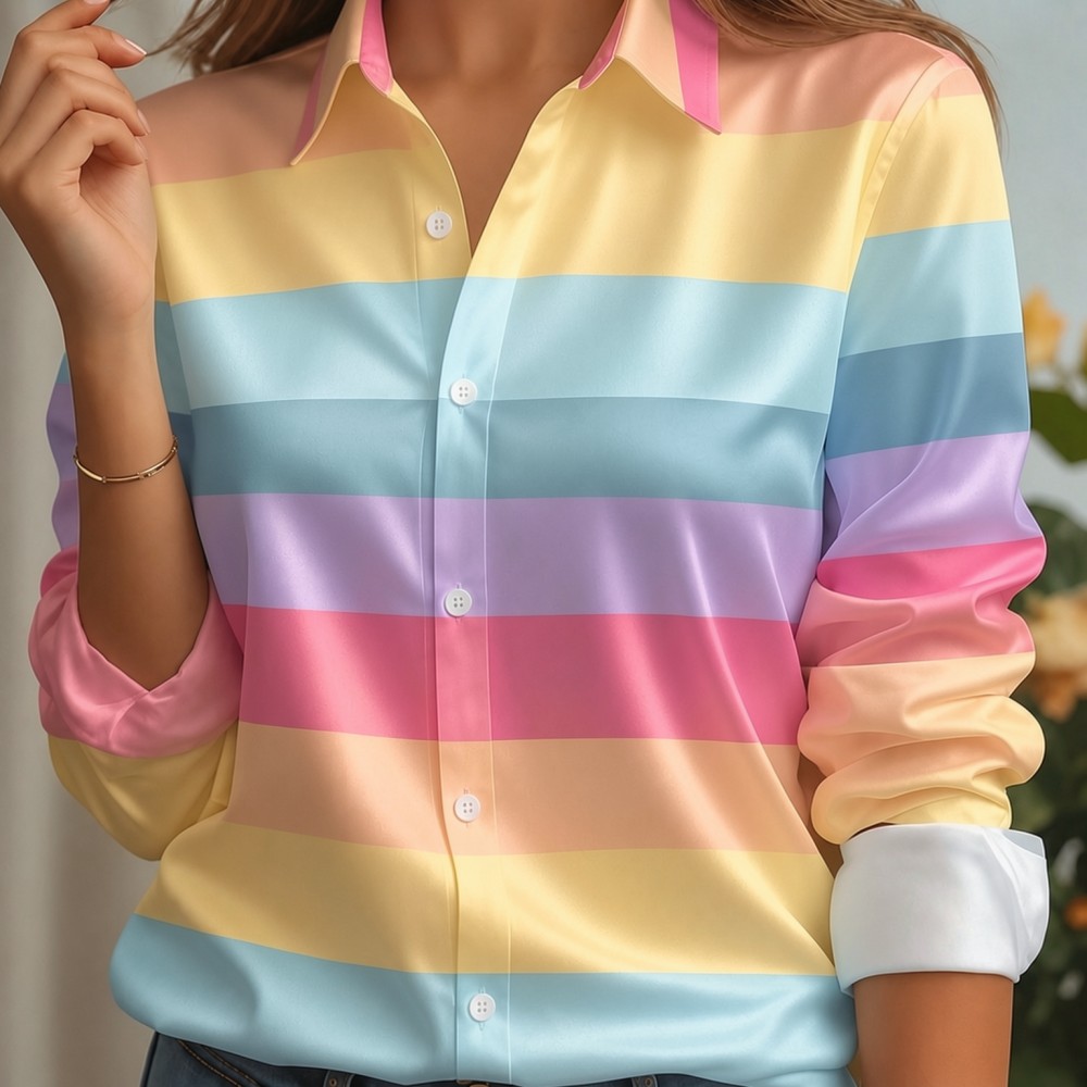 Women Fashion Blouse - Camicia da donna in raso con