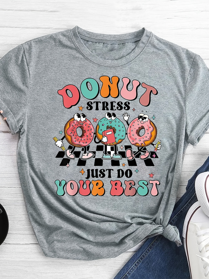 Women'S Fashion Trends Summer 2025 - T-shirt con stampa Cartoon Donut, top