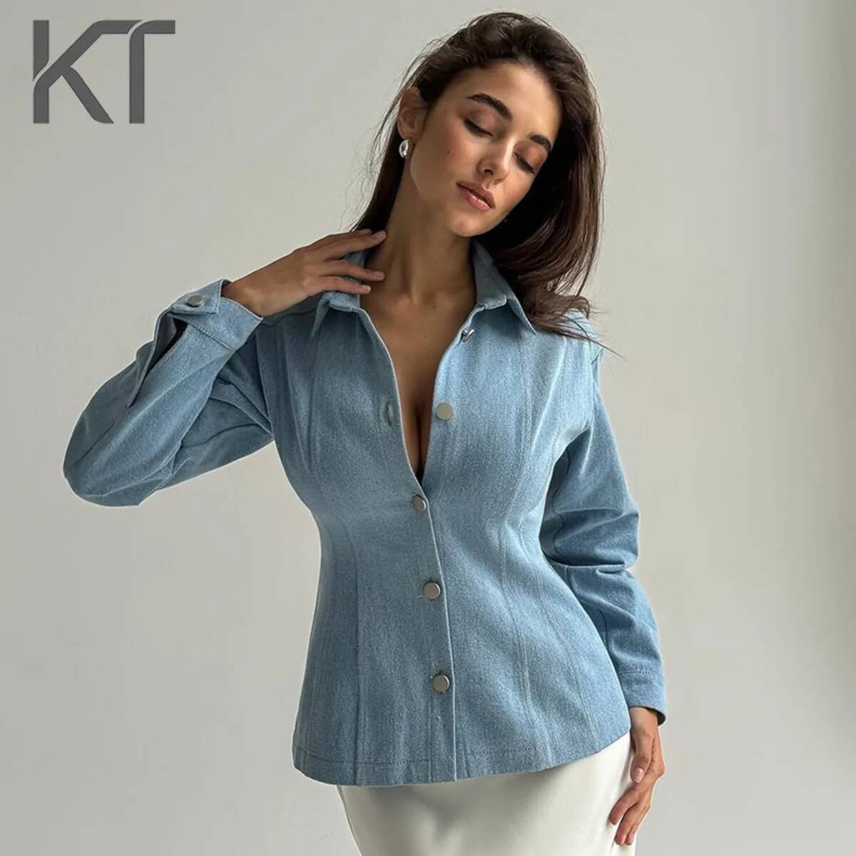 Women Fashion Blouse - Camicia in Denim Vintage KT da