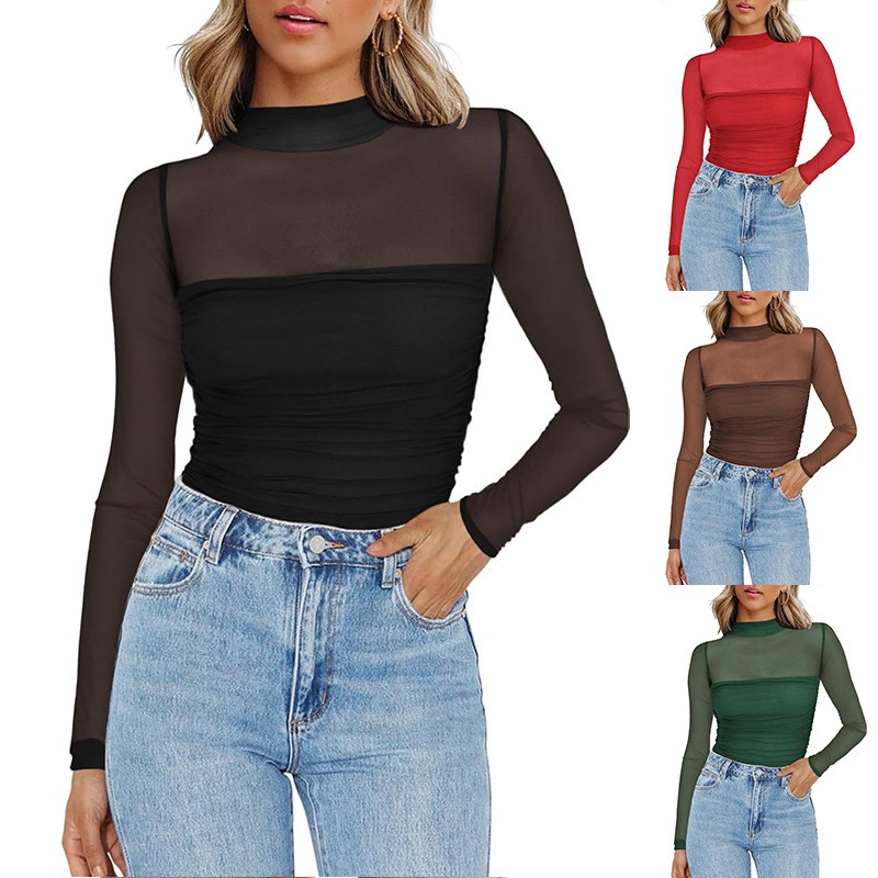 Women Fashion Blouse - Maglietta da donna in maglia a