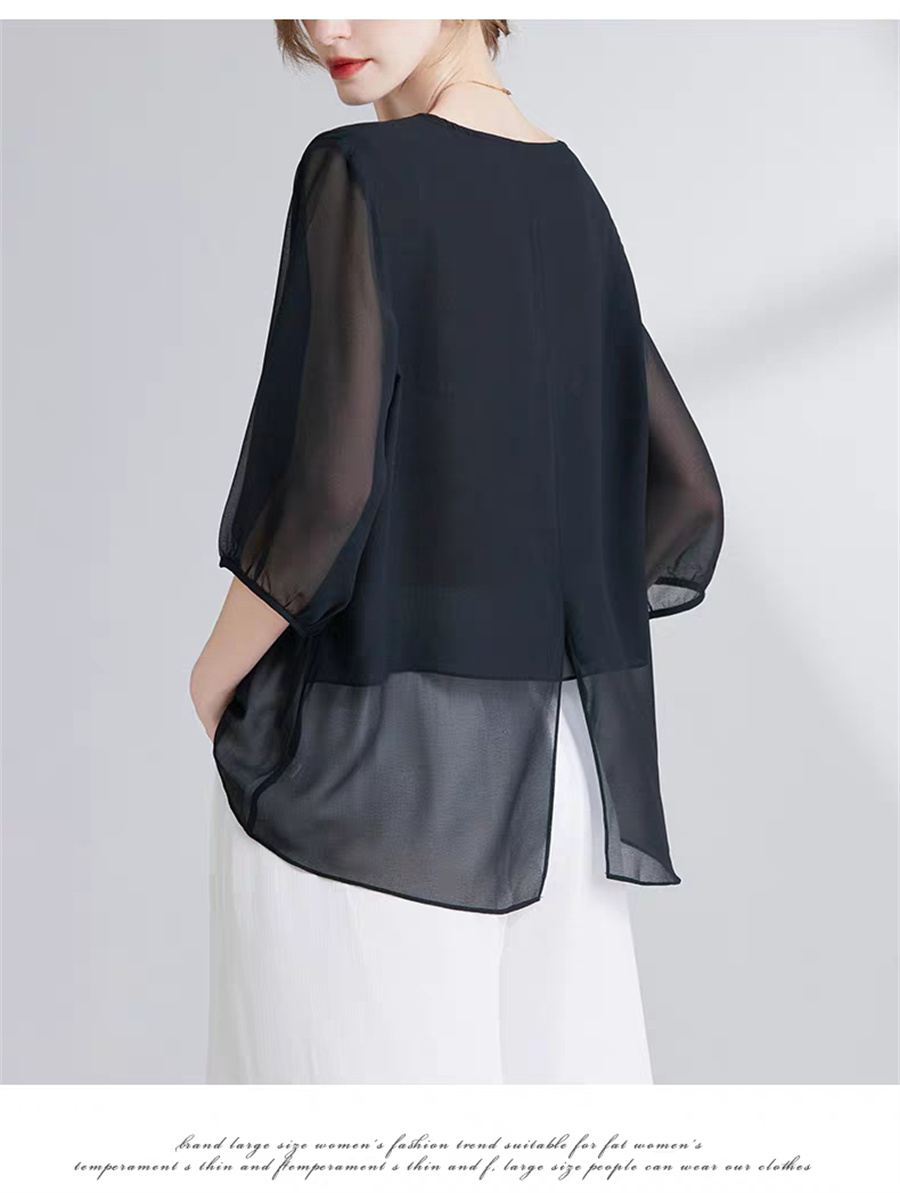 Asymmetric Top Women - Top da Donna in Chiffon Stile