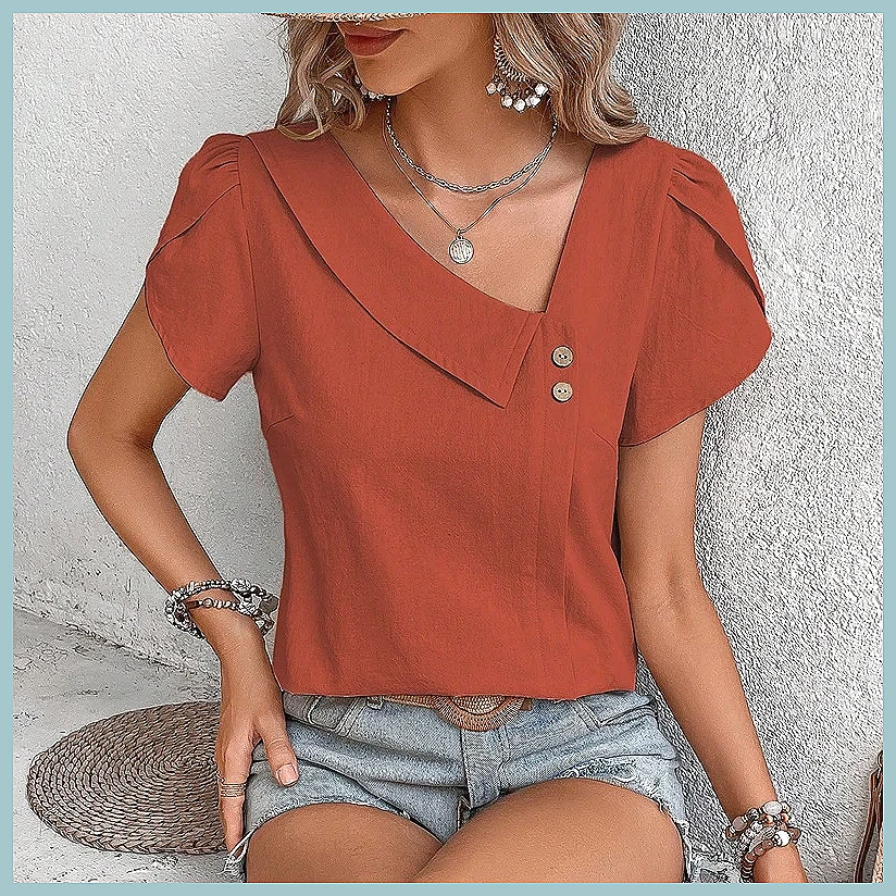 Women Fashion Blouse - Camicetta Estiva Vintage 2024 per Donna,