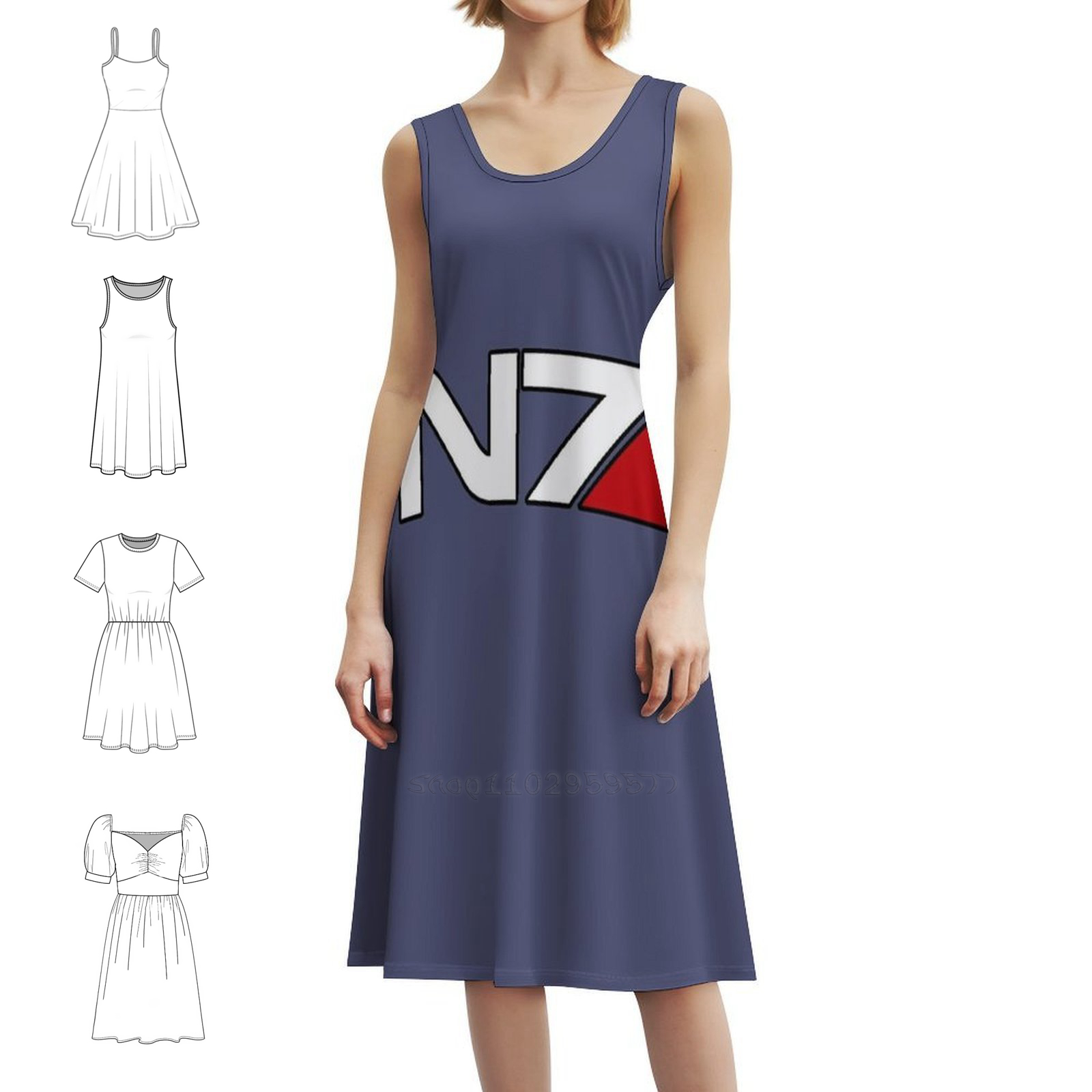 Smocked Dress Women - Abito grembiule floreale con logo N7