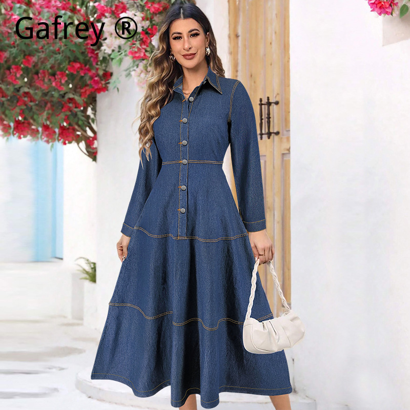 Nuovo Vestito Lungo in Jeans a - Belted Shirt Dress recensione e prezzo