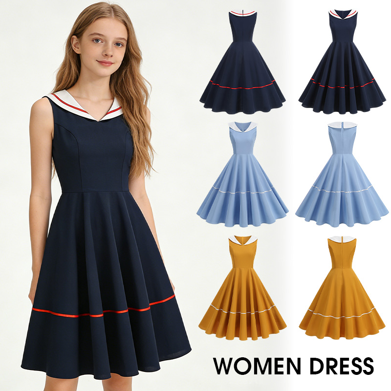 Abito Estivo Stile Retrò Navy  - Women'S Fashion In The 50S recensione e prezzo