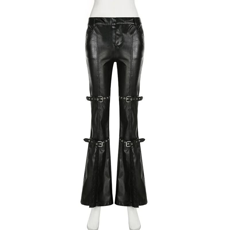 Pantaloni svasati in pelle PU  - Women'S Y2K Fashion Aesthetic recensione e prezzo